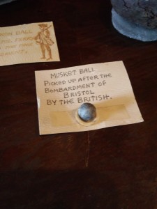 Musket ball from the attack of the British army in Bristol, RI, May 1778